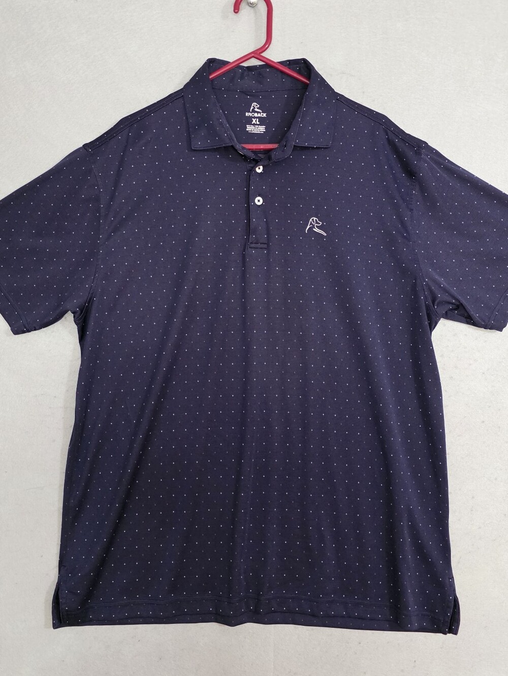 Rhoback Mens Navy Micro Dot American Flag Back Performance Golf Polo Size XL